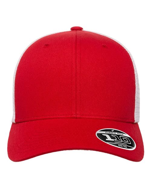 Flexfit 110M 110 Mesh-Back Cap - Red/ White - front