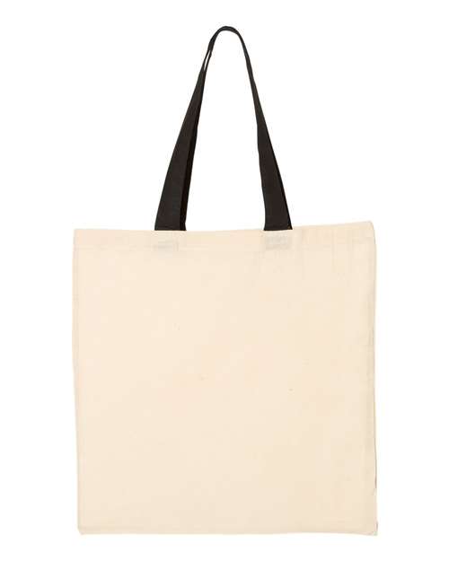 Q-Tees QTB6000 Economical Tote with Contrast-Color Handles - Natural/ Black - back