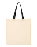 Q-Tees QTB6000 Economical Tote with Contrast-Color Handles - Natural/ Black - front