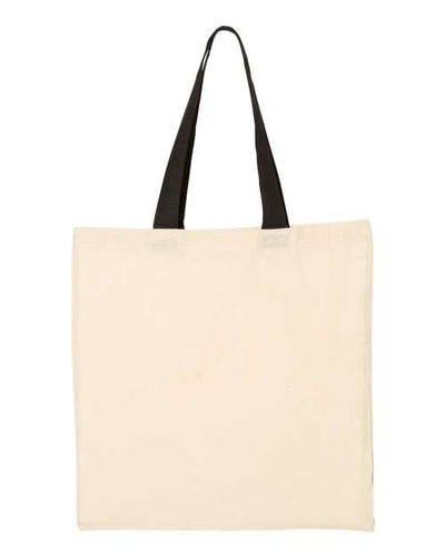 Q-Tees QTB6000 Economical Tote with Contrast-Color Handles - Natural/ Black - front