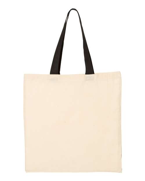 Q-Tees QTB6000 Economical Tote with Contrast-Color Handles - Natural/ Black - front
