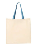 Q-Tees QTB6000 Economical Tote with Contrast-Color Handles - Natural/ Carolina Blue - back