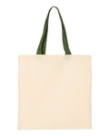 Q-Tees QTB6000 Economical Tote with Contrast-Color Handles - Natural/ Forest - back