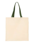 Q-Tees QTB6000 Economical Tote with Contrast-Color Handles - Natural/ Forest - front