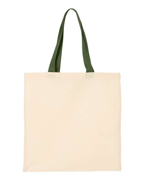 Q-Tees QTB6000 Economical Tote with Contrast-Color Handles - Natural/ Forest - front