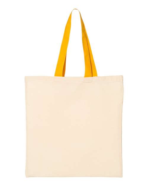 Q-Tees QTB6000 Economical Tote with Contrast-Color Handles - Natural/ Gold - back