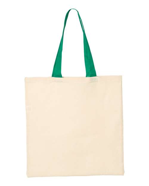 Q-Tees QTB6000 Economical Tote with Contrast-Color Handles - Natural/ Kelly - back