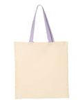 Q-Tees QTB6000 Economical Tote with Contrast-Color Handles - Natural/ Lavender - back