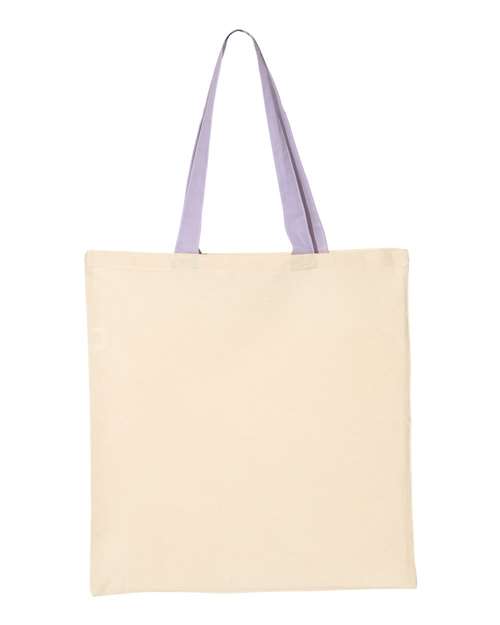 Q-Tees QTB6000 Economical Tote with Contrast-Color Handles - Natural/ Lavender - back