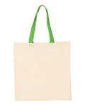 Q-Tees QTB6000 Economical Tote with Contrast-Color Handles - Natural/ Lime - back