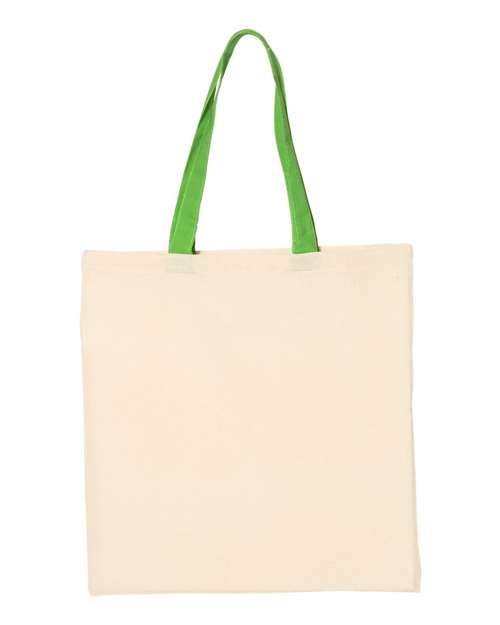 Q-Tees QTB6000 Economical Tote with Contrast-Color Handles - Natural/ Lime - back