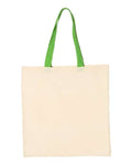 Q-Tees QTB6000 Economical Tote with Contrast-Color Handles - Natural/ Lime - front