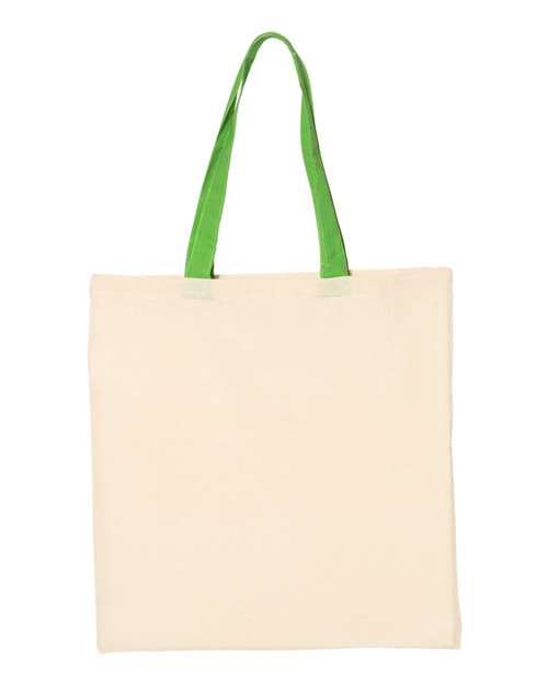 Q-Tees QTB6000 Economical Tote with Contrast-Color Handles - Natural/ Lime - front