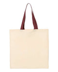 Q-Tees QTB6000 Economical Tote with Contrast-Color Handles - Natural/ Maroon - back