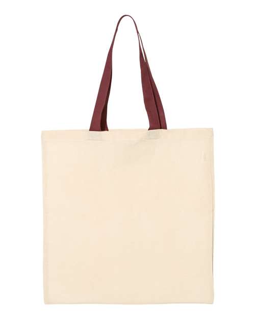 Q-Tees QTB6000 Economical Tote with Contrast-Color Handles - Natural/ Maroon - back