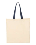 Q-Tees QTB6000 Economical Tote with Contrast-Color Handles - Natural/ Navy - back