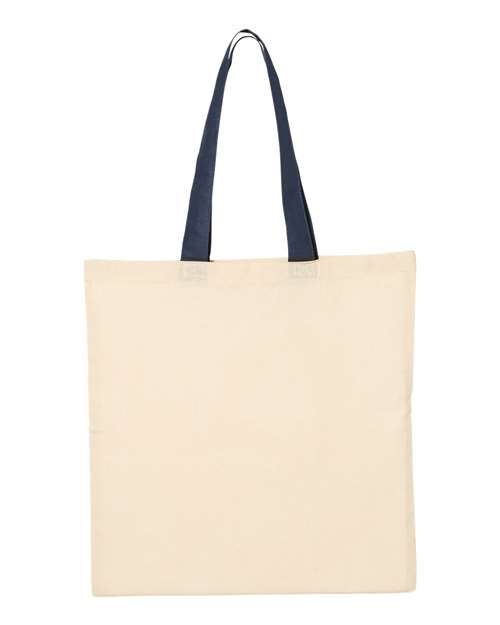 Q-Tees QTB6000 Economical Tote with Contrast-Color Handles - Natural/ Navy - back
