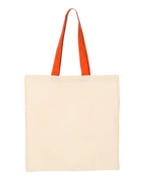 Q-Tees QTB6000 Economical Tote with Contrast-Color Handles - Natural/ Orange - front