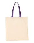 Q-Tees QTB6000 Economical Tote with Contrast-Color Handles - Natural/ Purple - back