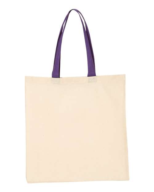 Q-Tees QTB6000 Economical Tote with Contrast-Color Handles - Natural/ Purple - back