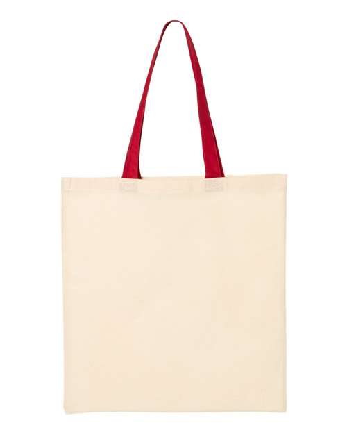 Q-Tees QTB6000 Economical Tote with Contrast-Color Handles - Natural/ Red - back
