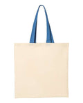 Q-Tees QTB6000 Economical Tote with Contrast-Color Handles - Natural/ Royal - back