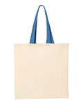 Q-Tees QTB6000 Economical Tote with Contrast-Color Handles - Natural/ Royal - front