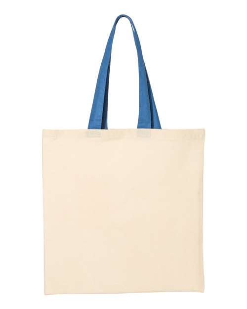 Q-Tees QTB6000 Economical Tote with Contrast-Color Handles - Natural/ Royal - front