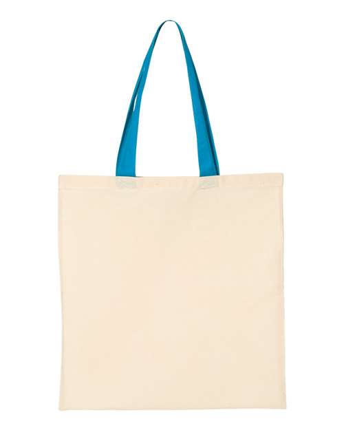 Q-Tees QTB6000 Economical Tote with Contrast-Color Handles - Natural/ Sapphire - back