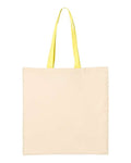 Q-Tees QTB6000 Economical Tote with Contrast-Color Handles - Natural/ Yellow - back