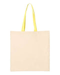 Q-Tees QTB6000 Economical Tote with Contrast-Color Handles - Natural/ Yellow - front