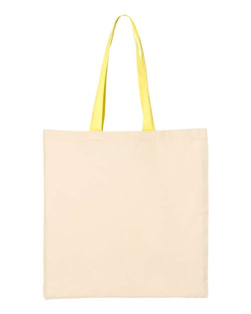 Q-Tees QTB6000 Economical Tote with Contrast-Color Handles - Natural/ Yellow - front