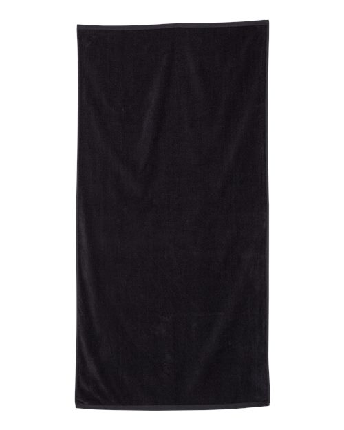 Q-Tees QV3060 Velour Beach Towel - Black - front