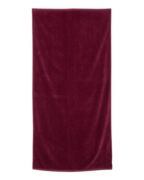 Q-Tees QV3060 Velour Beach Towel - Maroon - front