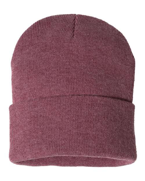 Sportsman SP12 12" Solid Cuffed Beanie - Heather Cardinal - back