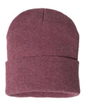 Sportsman SP12 12" Solid Cuffed Beanie - Heather Cardinal - front