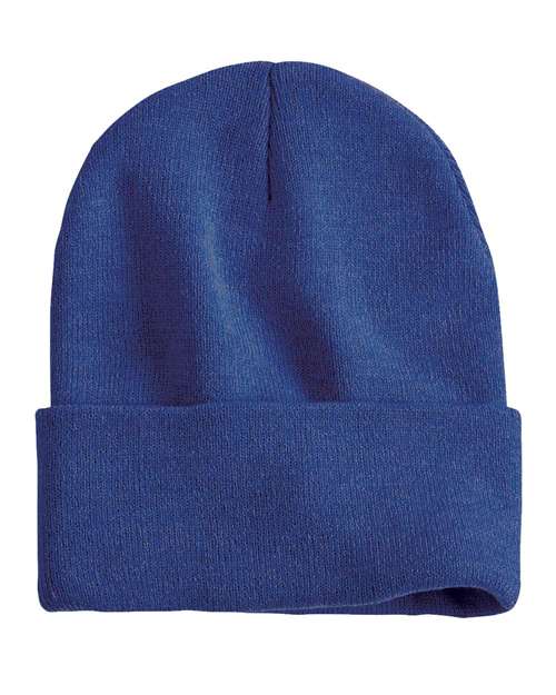 Sportsman SP12 12" Solid Cuffed Beanie - Heather Dark Royal - front