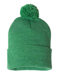 Sportsman SP15 12" Pom-Pom Cuffed Beanie - Heather Kelly - front