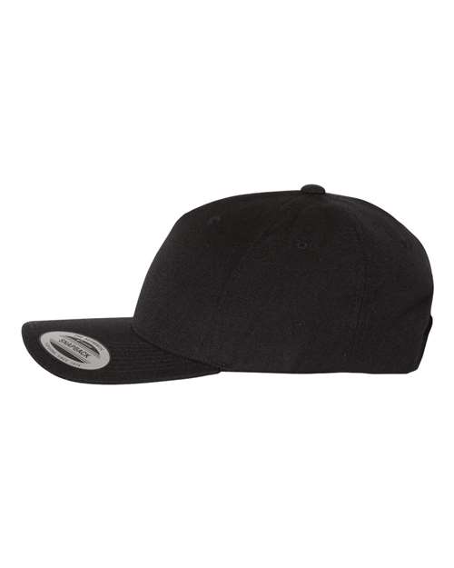 Yupoong 5789M Premium Five-Panel Curved Bill Snapback Cap - Black - side