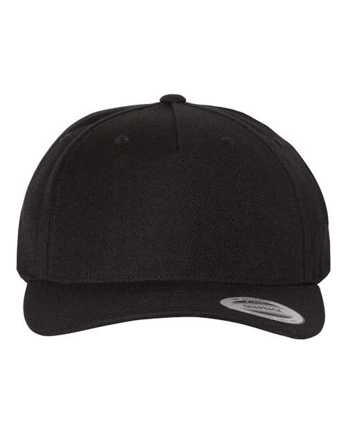 Yupoong 5789M Premium Five-Panel Curved Bill Snapback Cap - Black - front