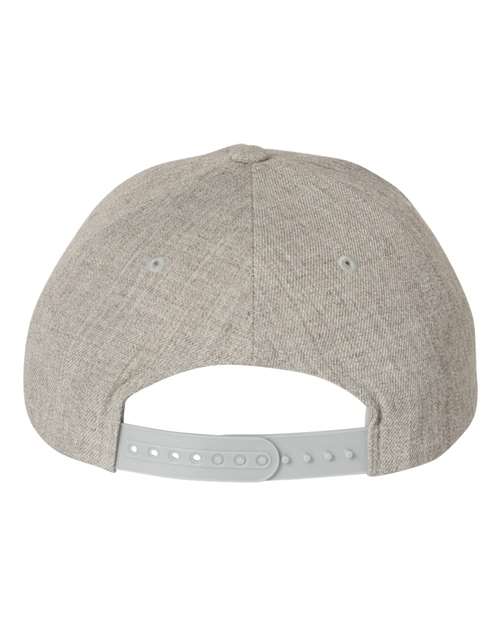 Yupoong 5789M Premium Five-Panel Curved Bill Snapback Cap - Heather Grey - back