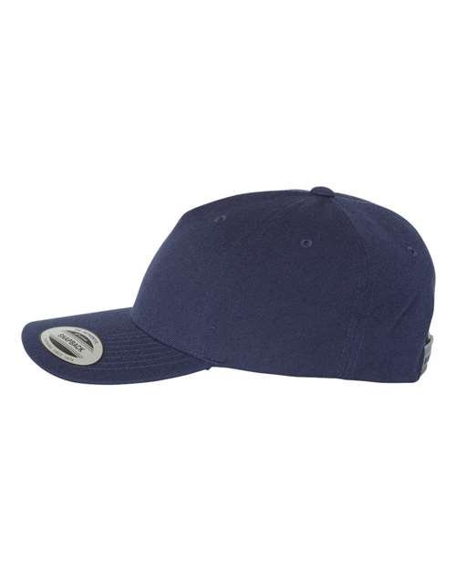 Yupoong 5789M Premium Five-Panel Curved Bill Snapback Cap - Navy - side