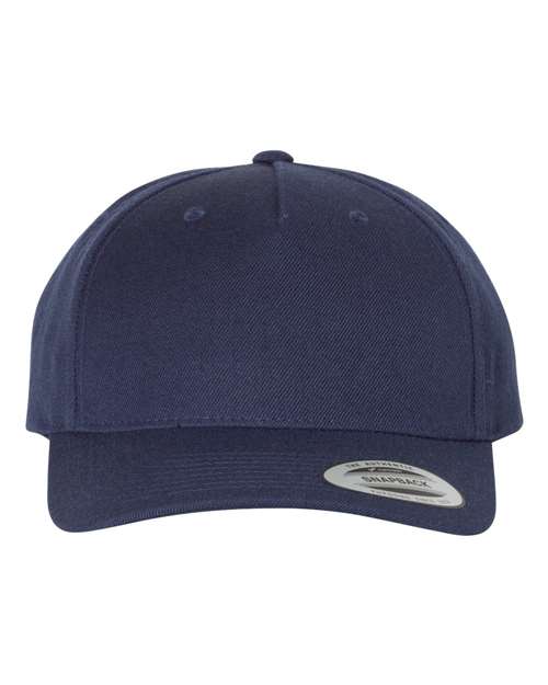 Yupoong 5789M Premium Five-Panel Curved Bill Snapback Cap - Navy - front
