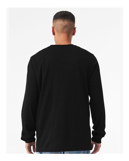 Bella+Canvas 3501 Unisex Jersey Long Sleeve Tee - Vintage Black - model back