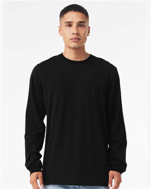 Bella+Canvas 3501 Unisex Jersey Long Sleeve Tee - Vintage Black - model front