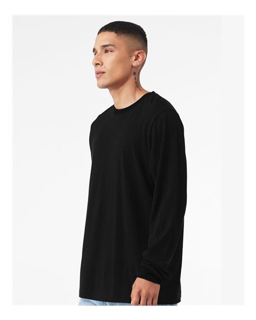 Bella+Canvas 3501 Unisex Jersey Long Sleeve Tee - Vintage Black - model side