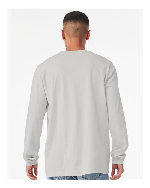 Bella+Canvas 3501 Unisex Jersey Long Sleeve Tee - Silver - model back