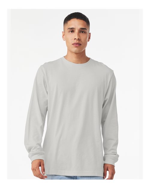 Bella+Canvas 3501 Unisex Jersey Long Sleeve Tee - Silver - model front
