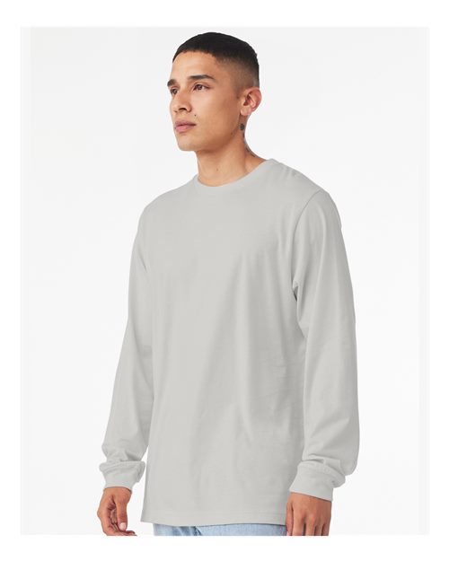 Bella+Canvas 3501 Unisex Jersey Long Sleeve Tee - Silver - model side