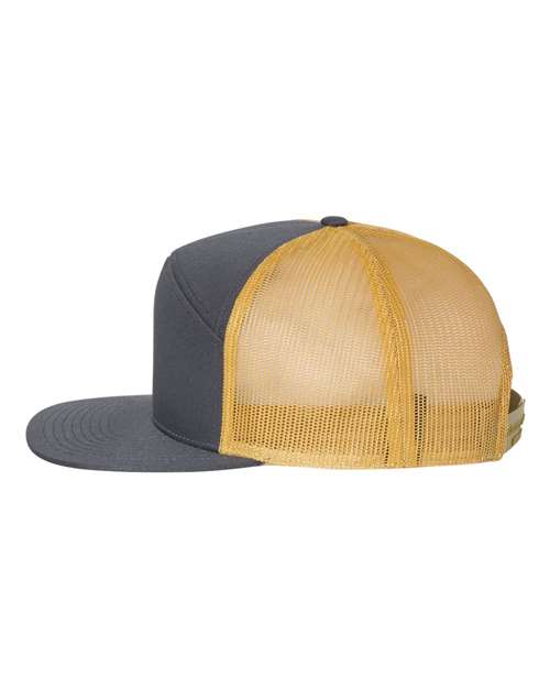 Richardson 168 Seven-Panel Trucker Cap - Charcoal/ Old Gold - side